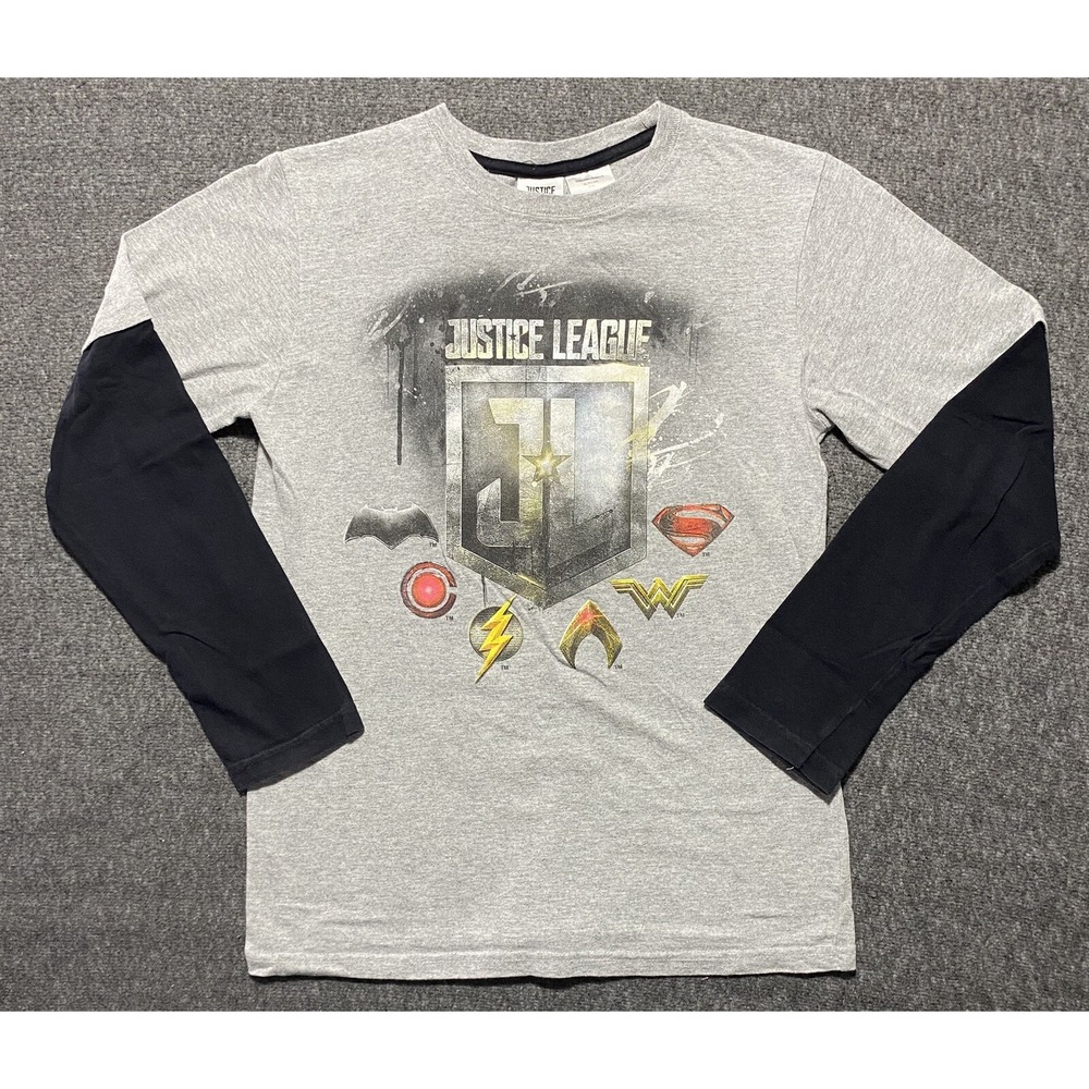 Justice League Movie Shield Logo - Youth Long Sleeve T-Shirt Size XL -14